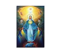 NOHF Poster de la Vierge Marie avec prières à la Vierge Marie - Décoration murale rétro esthétique - Toile 40 x 60 cm - Style sans cadre