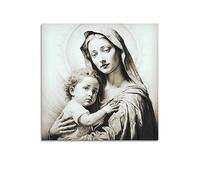 NOHF Poster de la Vierge Marie Jésus avec la Sainte Mère Marie avec Bébé Jésus Poster Impression Rétro Esthétique Décoration de Chambre Bureau 30 x 30 cm Sans cadre