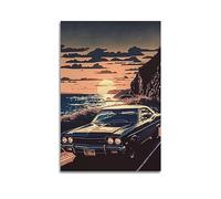 NOHF Poster de voiture classique Chevrolet Impala de 1967 - Décoration murale rétro esthétique pour chambre et bureau - 40 x 60 cm - Sans cadre