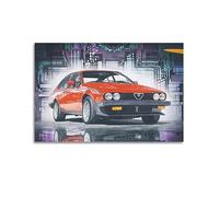 NOHF Poster de voiture de sport classique Alfa Romeo GTV6 2.5 - Décoration murale rétro esthétique - Décoration de chambre ou de bureau - 50 x 75 cm - Style sans cadre