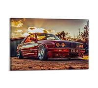 NOHF Poster de voiture de sport pour BMW E30 - Impression sur toile pour décoration d'intérieur et de bureau - 40 x 60 cm - Style rétro - Avec cadre
