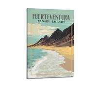 NOHF Poster de voyage vintage Fuerteventura Îles Canaries - Art mural rétro esthétique - Décoration de chambre - Pour décoration de maison et de bureau - 20 x 30 cm - Style cadre