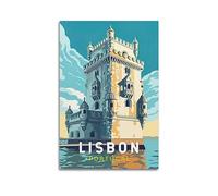 NOHF Poster de voyage vintage Lisbonne Portugal - Art mural rétro esthétique - Décoration de chambre ou de bureau - 30 x 45 cm - Style sans cadre