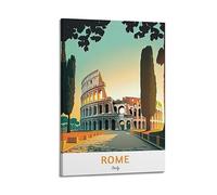 NOHF Poster de voyage vintage Rome Italie - Art mural - Rétro - Esthétique - Décoration de chambre ou de bureau - 20 x 30 cm - Style cadre