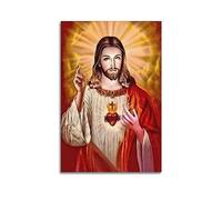 NOHF Poster Jésus Sacré-Cœur de Jésus-Christ - Décoration murale rétro esthétique - Décoration de chambre - Toile 60 x 90 cm - Sans cadre