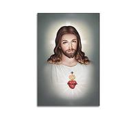 NOHF Poster Jésus Sacré-Cœur de Jésus-Christ Jésus-Christ Jésus Divine Miséricorde Art mural Impression rétro esthétique décoration de chambre Peinture sur toile 20 x 30 cm sans cadre