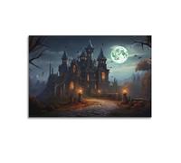 NOHF Poster panoramique de l'architecture gothique, Halloween, impression d'art mural rétro, esthétique, décoration de chambre, de bureau, 50 x 75 cm, style sans cadre