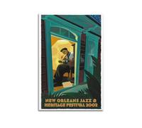 NOHF Poster vintage de concert de la Nouvelle-Orléans Jazz Heritage Festival - Art mural rétro esthétique - Décoration de chambre ou de bureau - 50 x 75 cm - Style sans cadre