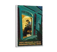 NOHF Poster vintage de concert du festival du patrimoine du Jazz de la Nouvelle-Orléans - Impression d'art mural rétro esthétique - Décoration de chambre ou de bureau - 30 x 45 cm - Style cadre