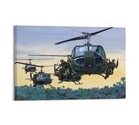 NOHF Poster vintage des hélicoptères de guerre du Vietnam UH-1 - Art mural rétro esthétique - Décoration de chambre de bureau - 50 x 75 cm - Style cadre