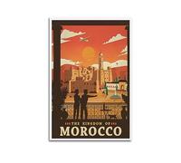 NOHF Poster vintage Le Royaume du Maroc - Art mural - Décoration de chambre rétro et esthétique - Décoration de bureau - 60 x 90 cm - Sans cadre