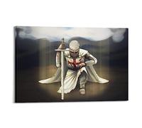 NOHF Poster vintage médiéval chevaliers templiers art art imprimé rétro esthétique décoration de chambre peinture sur toile 30 x 45 cm style cadre