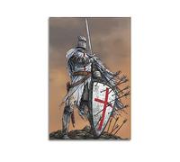 NOHF Poster vintage médiéval Templier Chevalier Art mural Rétro Esthétique Décoration de chambre Peinture sur toile 20 x 30 cm Style sans cadre