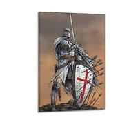 NOHF Poster vintage médiéval Templier Chevalier Art mural rétro esthétique décoration de chambre peinture sur toile 50 x 75 cm style cadre