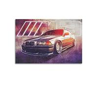 NOHF Poster voiture de sport pour BMW M3 E36 - Art mural rétro esthétique - Décoration de chambre - Pour décoration de maison et de bureau - 30 x 45 cm - Style sans cadre