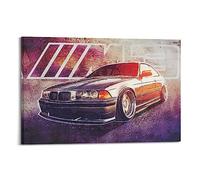 NOHF Poster voiture de sport pour BMW M3 E36 - Art mural rétro esthétique - Décoration de chambre - Pour décoration de maison et de bureau - 30 x 45 cm - Style cadre