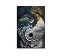 NOHF Poster Zen Tai Chi Huit Trigrammes Yin Yang - Art mural rétro esthétique - Décoration de chambre de bureau - 50 x 75 cm - Sans cadre