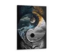 NOHF Poster Zen Tai Chi Huit Trigrammes Yin Yang - Art mural rétro esthétique - Décoration de chambre ou de bureau - 40 x 60 cm - Style cadre