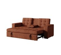 Concept Usine - Canapé convertible 3 places NOHO, velours côtelé terracotta, couchage 160x160 cm