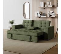 CONCEPT USINE | Canapé Convertible 3 Places en Velours Côtelé | NOHO Vert | Modulable très Pratique | Design Contemporain | Lit 2 Places : Couchage 160 x 160 cm | Structure Bois Massif et Plywood