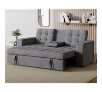 Concept Usine - Canapé 3 places convertible NOHO - Gris velours côtelé - Couchage 160 x 160 cm