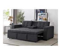 Canapé droit convertible 3 places en tissu gris foncé NOHO