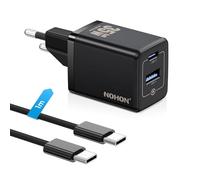 NOHON 35W Chargeur Rapide USB-C: GaN Prise Secteur 2-Port (USB C+USB A), Mural Chargeur USB C avec 60W Rapide Câble 1M, Adaptateur PD3.0 pour iPhone 15 14 13 12 Pro Max/iPad Pro Mini/Samsung