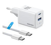NOHON Chargeur USB C Rapide: 35W GaN Adaptateur USB C avec 1M 60W Câble, PD3.0 Prise Secteur USB C, 2-Port Chargeur Rapide Compatible avec iPhone 15 14 13 12 Pro Max/iPad Pro Mini/Samsung/Pixel