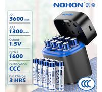 NOHON piles rechargeables AAA + câble de Type C chargeant la batterie d'origine 3600 mWh haute capacité 1.5 V 1300 mWh Li-ion AA batterie 4Pcs AAA No Charger