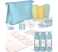 Noideeer 19 Pièces Kit Voyage Produit Toilette [Conception Anti-fuite], Bouteilles de Toilette en Silicone à Presser et Rechargeables, Conteneurs pour Shampoing, Revitalisant, Lait Corporel, Sans BPA