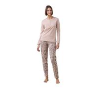 Noidinotte Pyjama d'hiver chaud en coton pour femme, beige, L