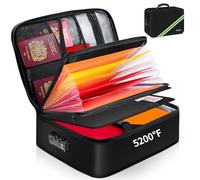 Noiposi Boîte à documents ignifuge avec 2 870 °C - Isolation thermique - Étanche et ignifuge - Serrure - Boîte de rangement portable pour documents importants, noir, M