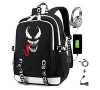Noir 01 - Sac à dos de super héros Venom Anime avec chargeur Usb pour adolescents, sac'école pour garçons et