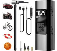 (Noir 1 Pc) Mini Pompe À Air Électrique 6000mah, Modèle Sans Fil, Pompe À Air Électrique Pour Vélo 150psi, Écran Digital Lcd Avec Lumière Led, Pompe À Air Rechargeable, Convient À La Voiture, Au Vélo,