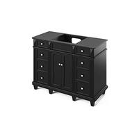 Noir 122 cm Classique Simple Lavabo Salle de Bain Maquillage Mitigeur Armoire Spécial 8 Tiroirs 2 portes Robinet de base autoportant Récipient en bois massif 55 cm P x 122 cm l x 89 cm H de l'ensemble