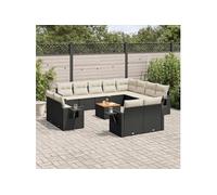 Vidaxl Salon De Jardin Avec Coussins 13 Pcs Noir Résine Tressée