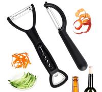 Noir 2 Pcs Éplucheur Universel Pivotant Économe Légumes Acier Inoxydable avec Lame Mobile Pour Pommes de Terre, Fruits, Carottes Lavable Lave-Vaisselle & Ergonomique