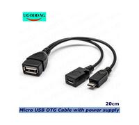 (noir) 20 cm 2 en 1 Micro USB Host Power Y Splitter USB 2.0 Port Terminal Adaptateur OTG Câble compatible