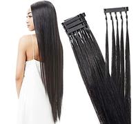 Noir,20in,6D Extensions de cheveux humains blonds pour 6D Second Generation Hair Extensions Machine, Paquets de perruques en cheveux humains Extensions de cheveux 6D sans trace, 40G