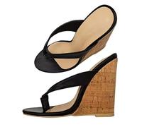 Noir,35 EU,Chaussons compensés pour Femmes, Tongs, Sandales à Talons Ouverts, Mules Tendance Dos Nu, Chaussures de soirée, de Mariage, compensées
