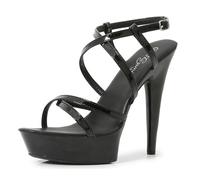Noir,39 EU,Escarpins à Talons Aiguilles et Plateformes à lanières pour Femmes, Bout Ouvert, Bride à la Cheville, Sandales à Talons, Chaussures de Danse pour soirées de Mariage