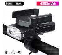 Noir 4000mah - Vélo Lumière 5 En 1 Corne Support De Téléphone Vélo Lampe De Poche Vélo Avant Lumière Vtt Vélo Accessoires Comme Banque D'alimentation
