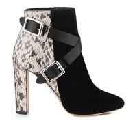 Noir,45 EU,Bottines à Talons épais et Bout Pointu pour Femme, Bottines à Brides croisées et Boucle, Confortables, idéales pour Les soirées