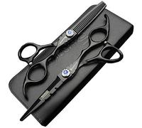 Noir 6 pouces 440C ciseaux de haute qualité salon de coiffure styliste coiffeur outil d'éclaircie dédié (scissors set)
