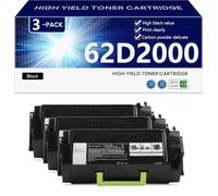 Noir 62D2000 Cartouche de Toner Haute Capacité Compatible pour Lexmark MX710de MX710dhe MX711de MX711dhe MX711dthe MX810de MX810dte Imprimante, Impression Haute Définition, 6000 Pages,Black-3 Pack