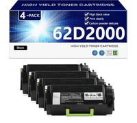 Noir 62D2000 Cartouche de Toner Haute Capacité Compatible pour Lexmark MX710de MX710dhe MX711de MX711dhe MX711dthe MX810de MX810dte Imprimante, Impression Haute Définition, 6000 Pages,Black-4 Pack