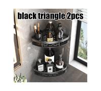 (Noir-A-2pcs) Support d'angle mural à angle droit Étagères d'accessoires de salle de bain Porte-serviettes Étagères