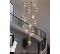 Noir à LED escalier, plafonniers en Cristal, Grands lustres pour Hauts plafonds, entrée, Villas escaliers Modernes (doré, 10 lumières)