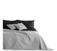Noir Acier Argent Gris Anthracite Jeté de lit Double Face surpiqûre Black Silver Axel, Polyester, Noir/argenté, 170x210 cm