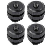 Noir Adaptateur de Griffe Flash en Alliage D'aluminium 4 Pièces | Double Couche Trous 1/4 Pouce, Remplacement D'un Support Ancien ou Cassé, Verrouillage Pratique